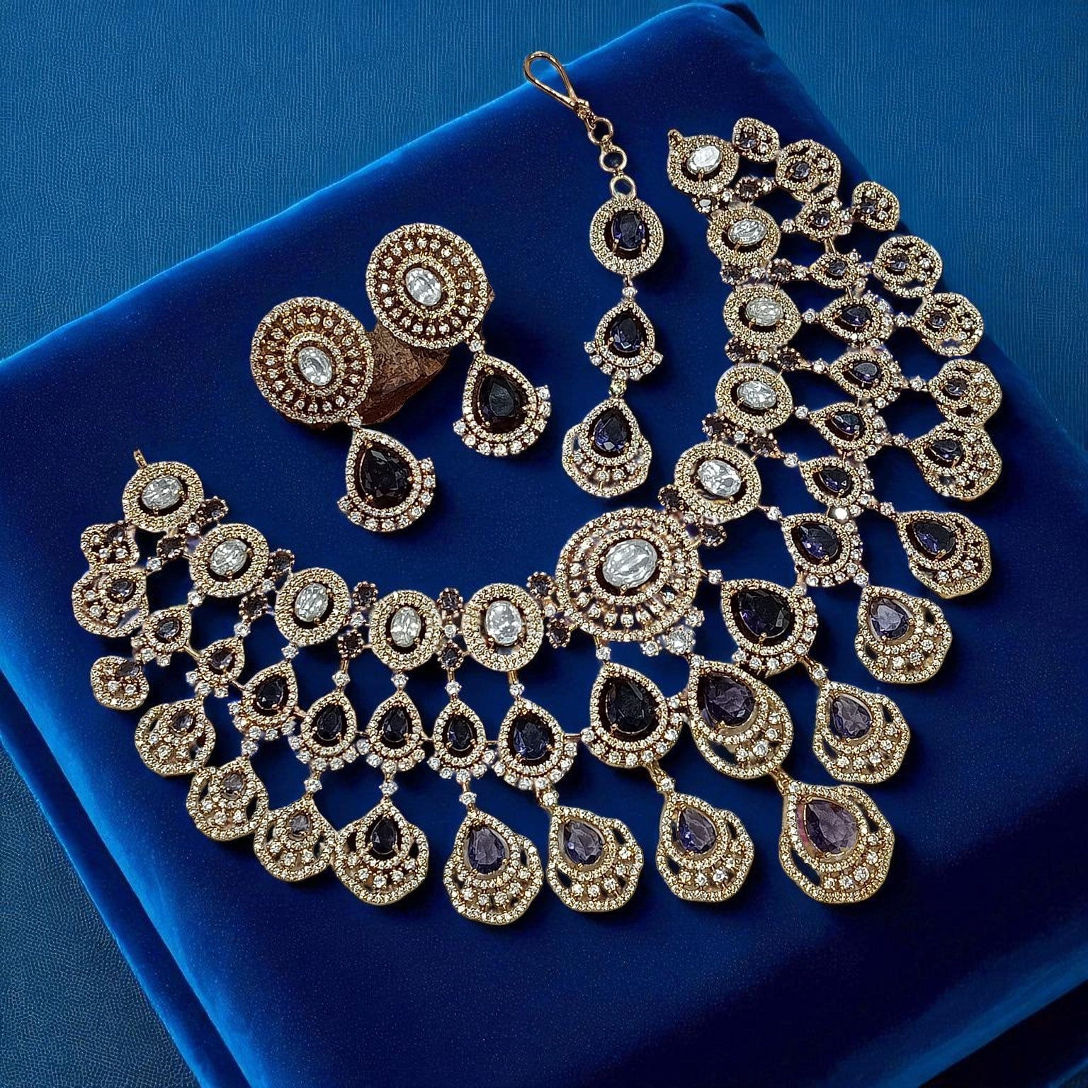 Mint Green Multi-Layered Kundan Bridal Necklace Set with Earrings & Maang Tikka – Heavy Polki Wedding Jewelry