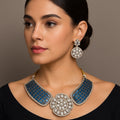 Enamel Designer Choker Necklace Set with Earrings | Sparkling Indian Jewellery | Stylish Indian Necklace Set for Women