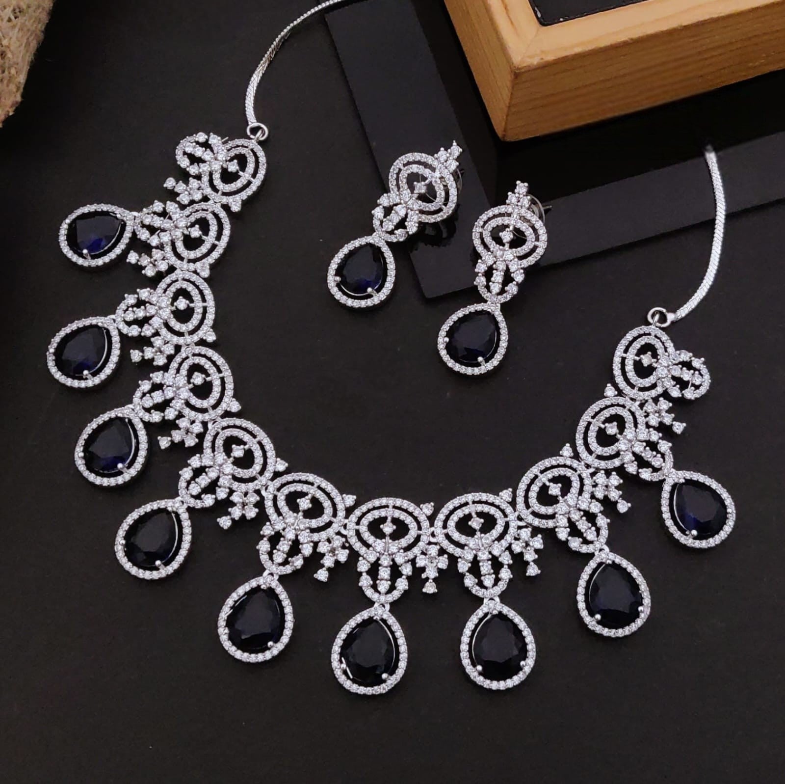Elegant Pink Stone & CZ Diamond Necklace Set with Earrings | Bridal & Party Jewelry