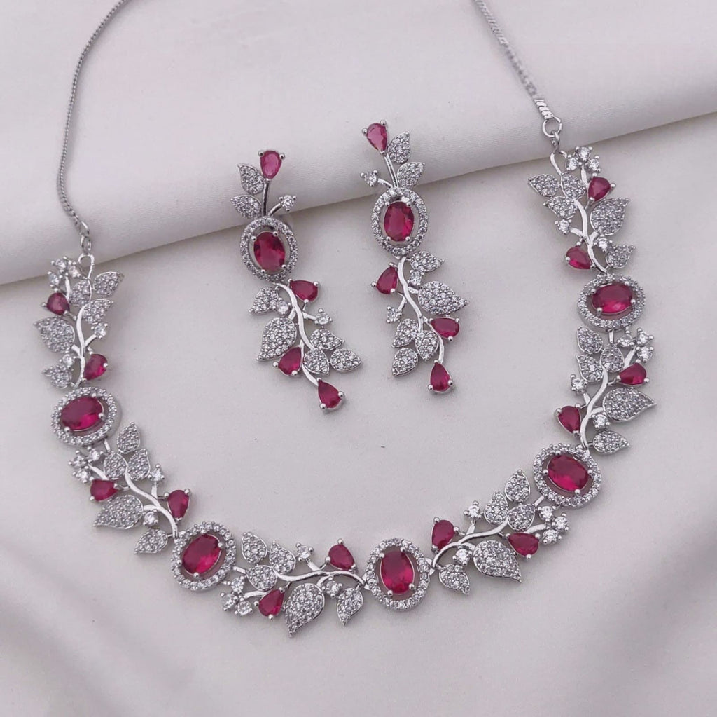 Sapphire Blue Stone Necklace Set with Earrings | Indian Jewellery | Premium Stone Jewellery Indian Neckles Set