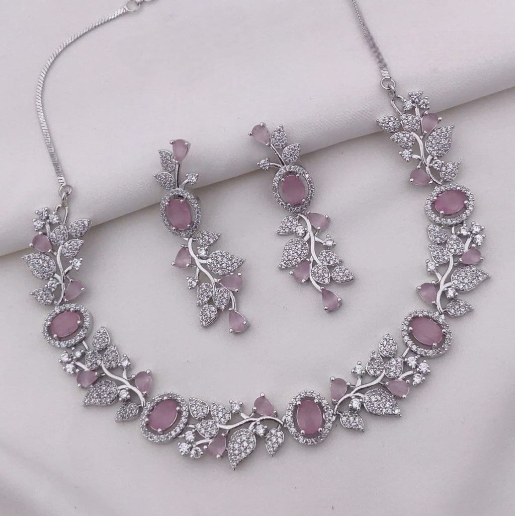 Sapphire Blue Stone Necklace Set with Earrings | Indian Jewellery | Premium Stone Jewellery Indian Neckles Set