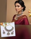 Pink Beaded Kundan Pearl Necklace Set with Earrings | Indian Jewellery | Kundan Polki Jewellery | Indian Necklace Set