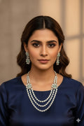 Bridal American Diamond Floral Necklace Set with Earrings | Elegant Indian Jewellery Set | Traditional Indian Bridal Necklace & Earring Set for Wedding & Party Wear