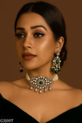 Kundan Choker Necklace Set with Pearl Drops & Earrings Bridal Jewelry Set Pakistani Necklace Set  Polki Necklace