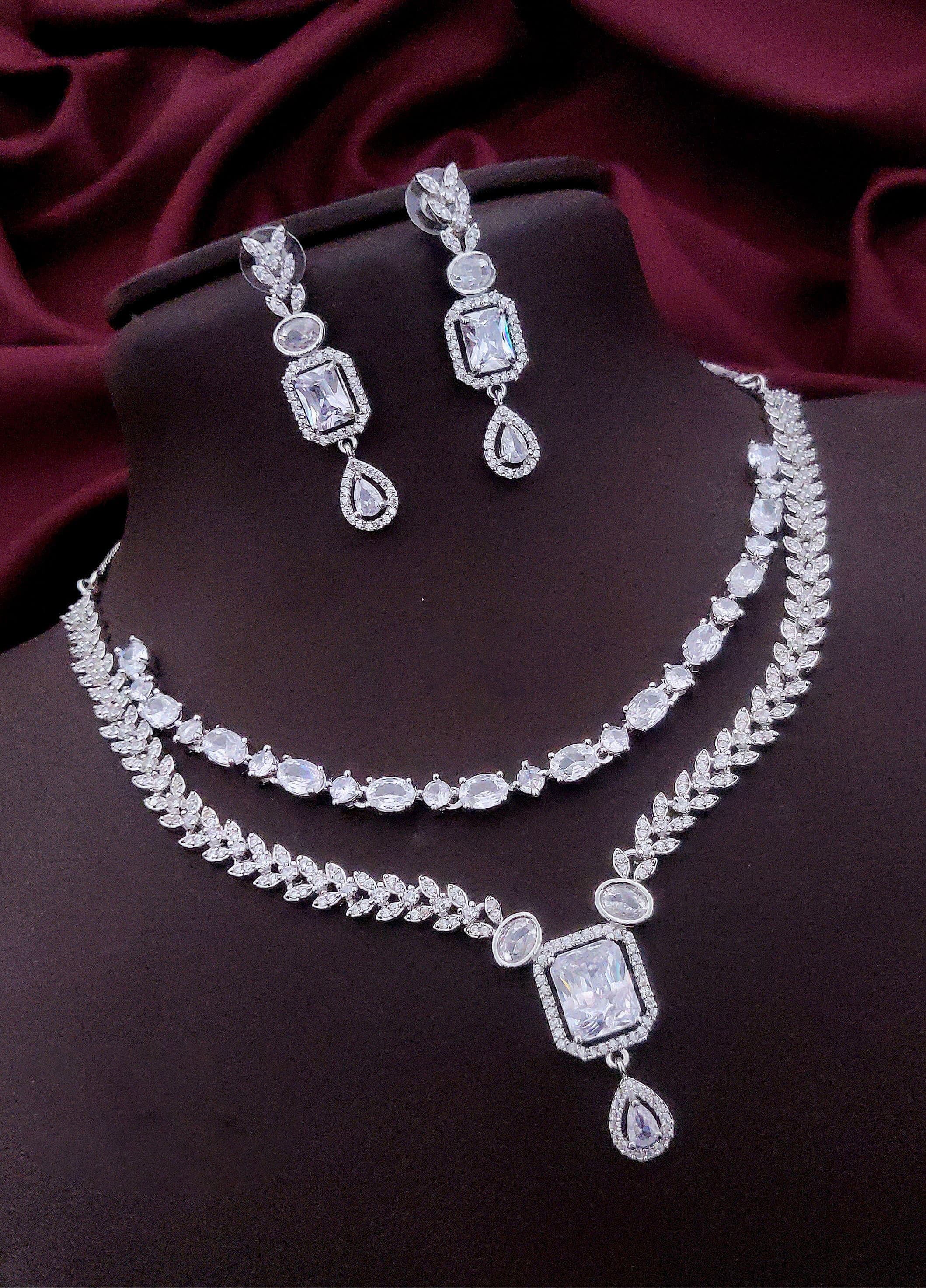 Layered CZ Indian Wedding Choker Earrings Set | Kundan Jewelry | Indian Jewelry | Pakistani Necklace Set | Traditional Jewelry | Polki Necklace