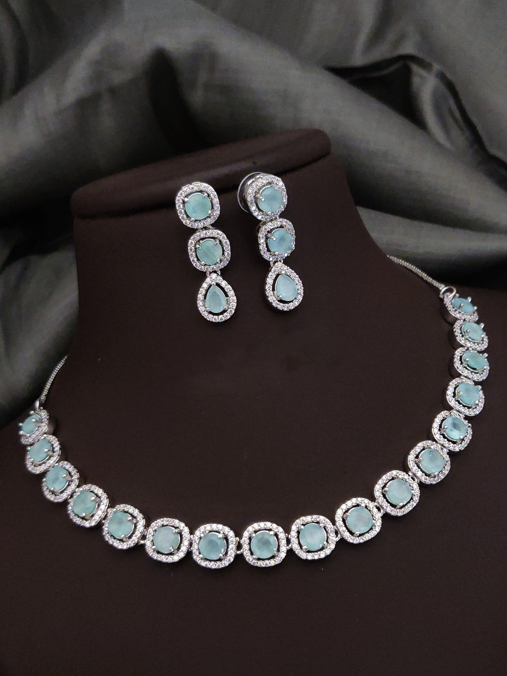 Bridal Silver Plated CZ Choker Earrings Set | Kundan Jewelry | AD Jewelry | Pakistani Choker Set | Traditional Jewelry