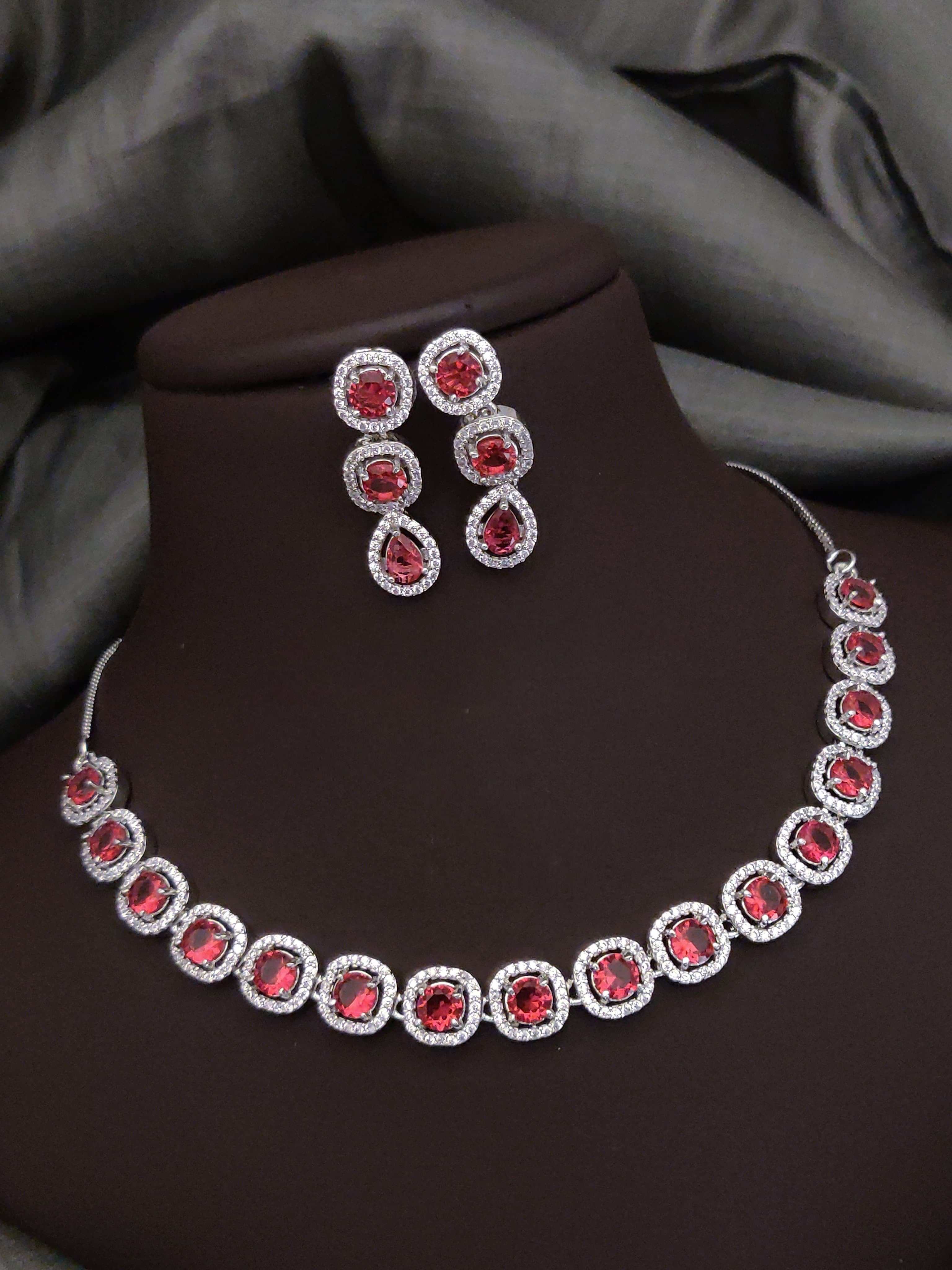 Bridal Silver Plated CZ Choker Earrings Set | Kundan Jewelry | AD Jewelry | Pakistani Choker Set | Traditional Jewelry