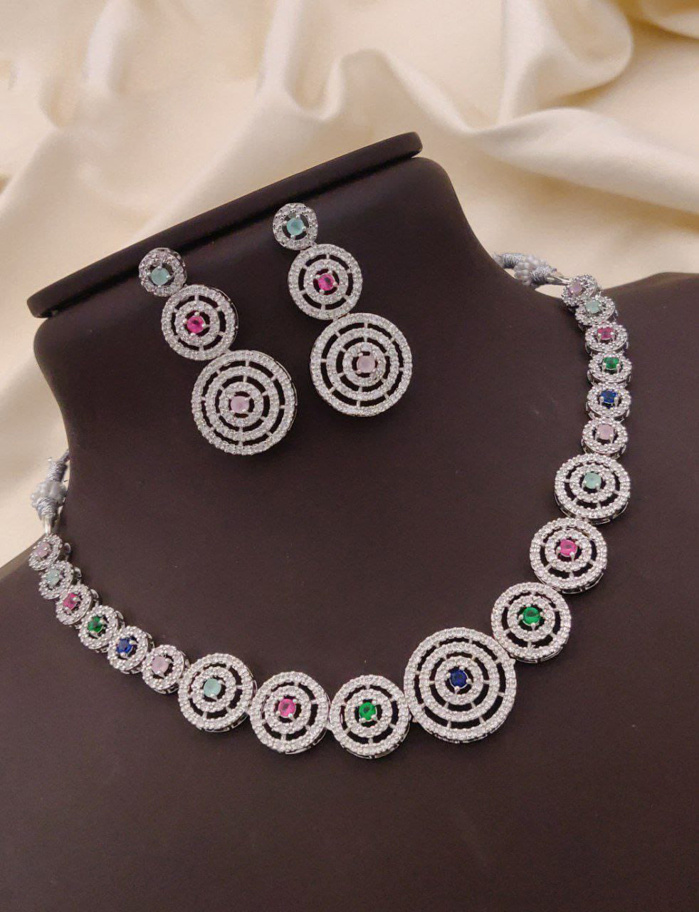 Round Shaped Design Wedding AD Choker Earrings Set | Kundan Jewelry | AD Jewelry | Pakistani Choker Set | Traditional Jewelry