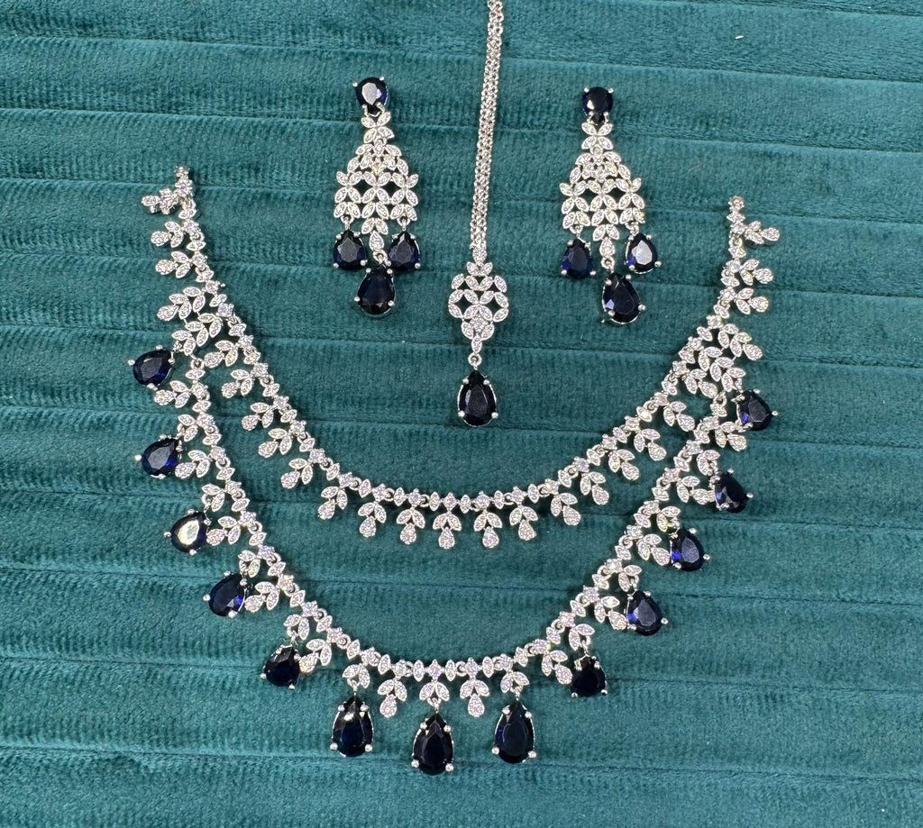 Floral Double Layer AD Choker Earrings Set | Kundan Jewelry | AD Jewelry | Indian Jewelry | Traditional Jewelry