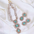 Punjabi CZ Silver Tone Necklace Matching Earrings Set For Wedding