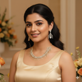 Feather & Diamond-Look Necklace Jewellery Set | American Diamonds Indian Necklace Set with Earrings | Premium Indian Jewellery