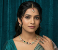 Multicolor Stone Diamond Necklace Set with Matching Earrings & Maangtika | Premium Indian Jewellery | Diamond Jewellery | Indian Necklace Set