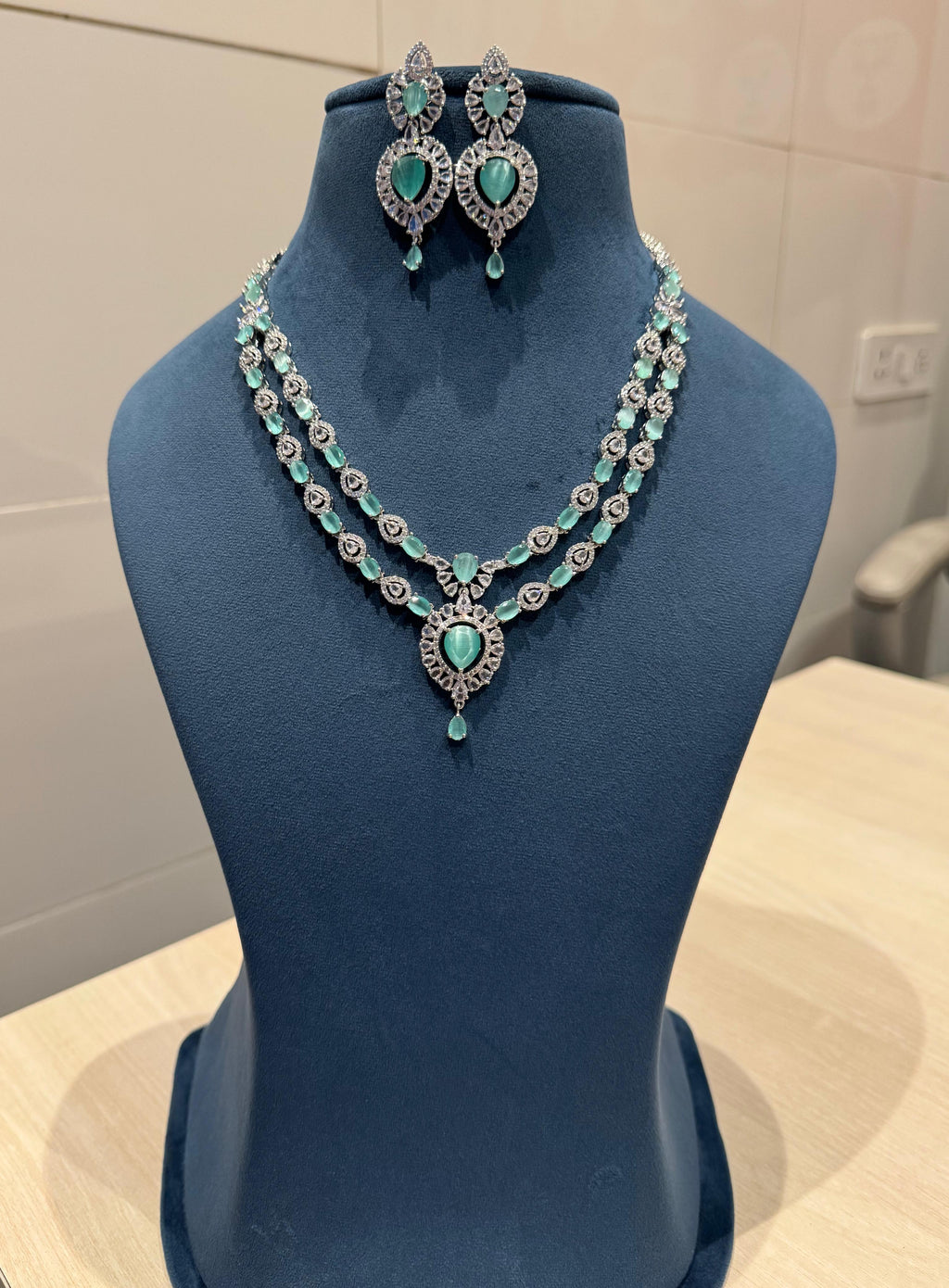 Bollywood CZ Necklace with Earrings CZ Luxury Design Anniversary Gift