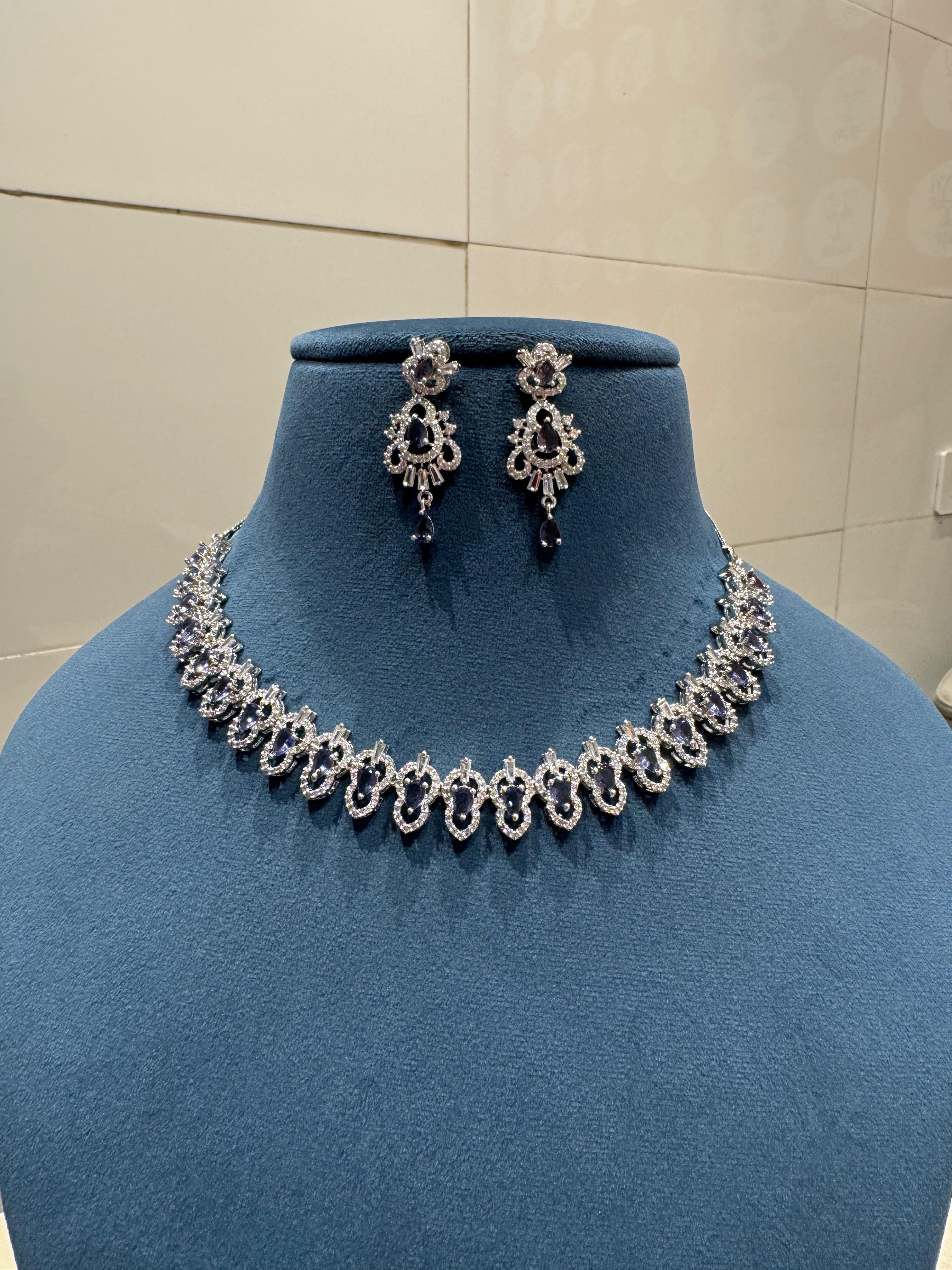 American Diamond Necklace with Earrings CZ Elegant Timeless Jewelry