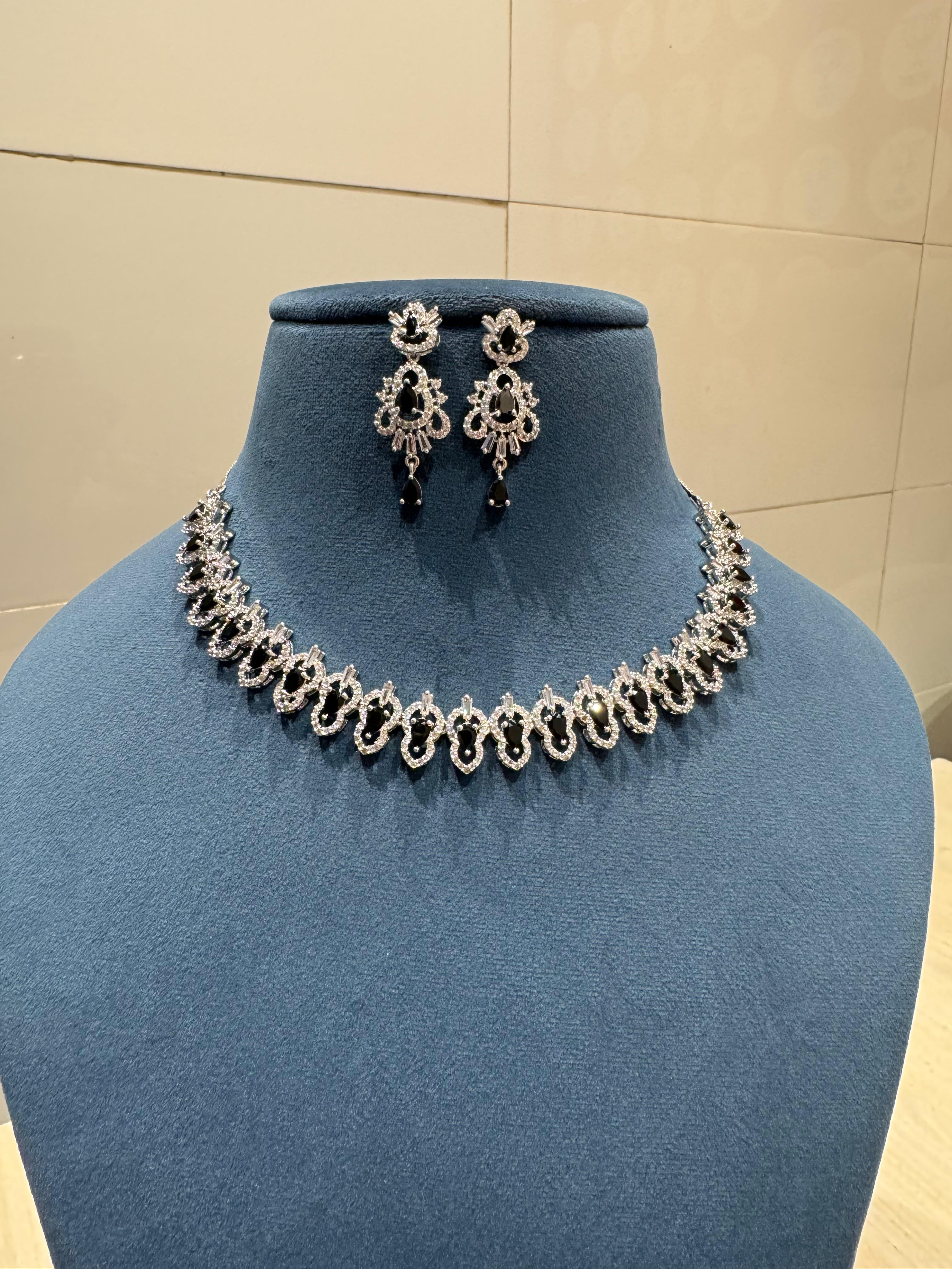 American Diamond Necklace with Earrings CZ Elegant Timeless Jewelry